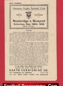 Newport Rugby v Newbridge 1946 – 40s Rugby Programme