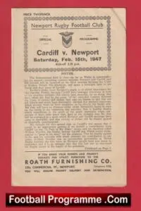 Newport Rugby v Cardiff 1947 – 1940’s Rugby Programme