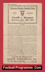 Newport Rugby v Cardiff 1947 – 1940s Rugby Programme