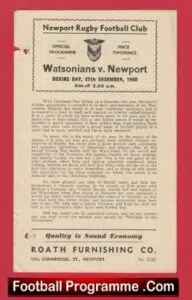Newport Rugby v Watsonians 1948 – 1940s Rugby Programmes