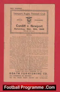 Newport Rugby v Cardiff 1946 – 1940s Rugby Programme