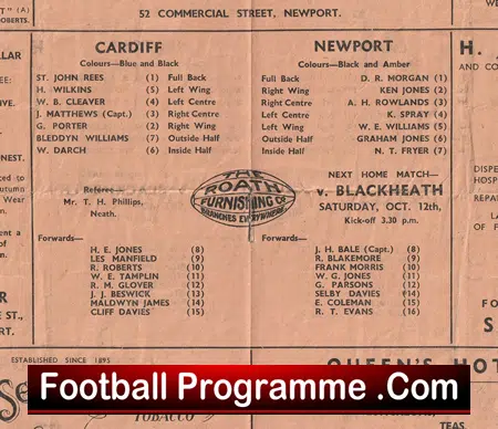 Newport Rugby v Cardiff 1946 - 1940s Rugby Programme - Image 3