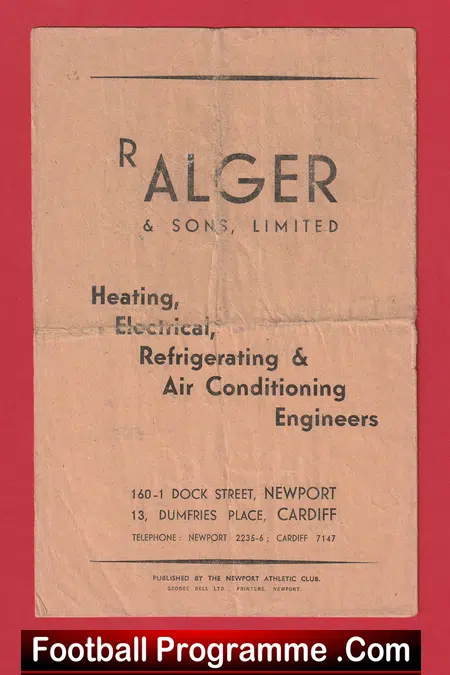 Newport Rugby v Cardiff 1946 - 1940s Rugby Programme - Image 4