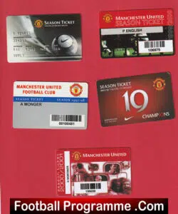 Manchester United Official Season Ticket Plastic Members Cards X 5