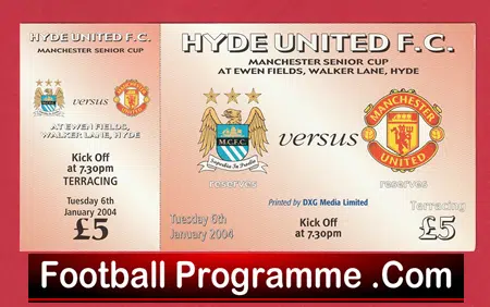 Hyde United v Manchester United 2004 - Senior Cup Ticket - Image 2