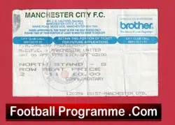 Manchester City v Manchester United 1996 – Man City Ticket