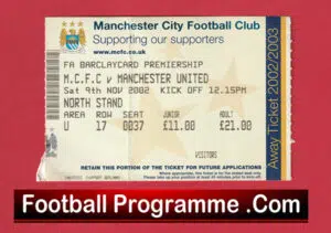 Manchester City v Manchester United 2002 – Football Ticket