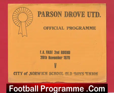 Parson Drove United v City Of Norwich School Old Boys Union 1976 - Image 2