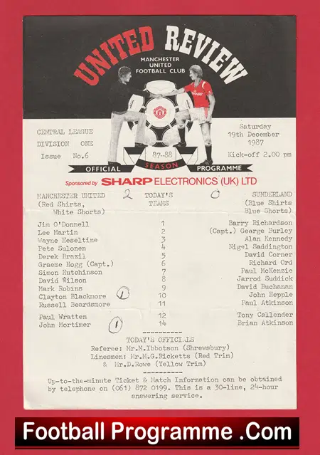 Manchester United v Sunderland 1987 - Man Utd Reserves - Image 2