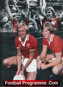 Manchester United Jimmy + Brian Greenhoff Autograph Signed LARGE Picture Man Utd