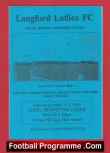 Langford Ladies v Hemel Hempstead 1993 – Womens Football
