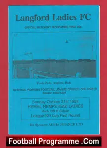 Langford Ladies v Hemel Hempstead 1993 – Womens Football