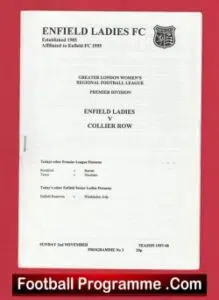 Enfield Ladies v Collier Row 1997 – Womens Football
