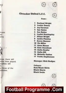 Dorchester Ladies v Clevedon United 1997 – Womens Football