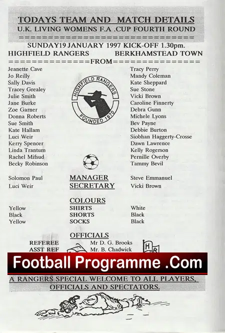 Highfield Rangers Ladies v Berkhamstead Town 1997 - Womens Football - Image 4