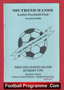 Southend Manor Ladies v Greenwich 1995 – Womens Football