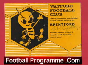 Watford v Brentford 1973 – Multi Signed Autographed