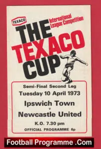 Ipswich Town v Newcastle United 1973 – Texaco Cup Semi Final