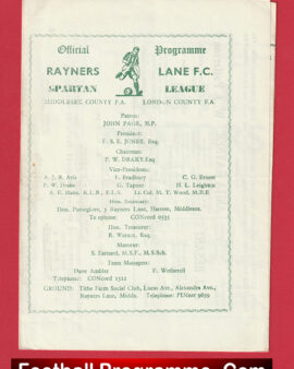 Rayners Lane v Molesey 1965 – Spartan League