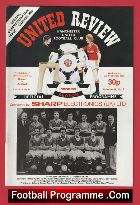 Manchester United v Arsenal 1983 Munich Commemorative Programme - Image 2