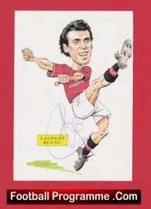 Manchester United Laurent Blanc Autograph Signed Picture Man Utd