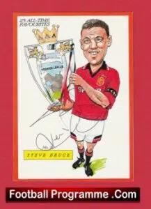 Manchester United Steve Bruce Autograph Signed Picture Man Utd