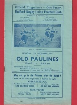 Bedford Rugby v Old Paulines 1937 – Pre War Programme