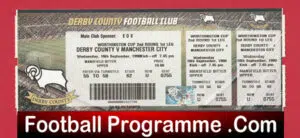 Derby County v Manchester City 1998 – Full Football Ticket