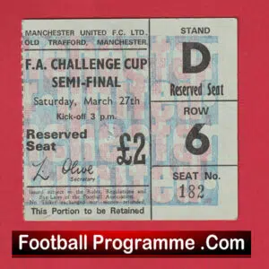 Liverpool v Everton 1971 – FA Cup Semi Final Ticket Old Trafford