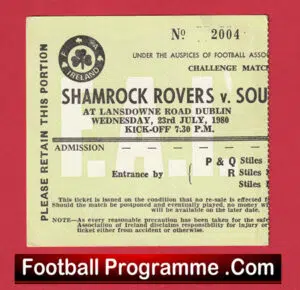 Shamrock Rovers v Southampton 1980 – Football Ticket Ireland