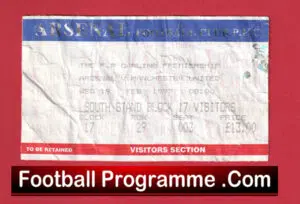 Arsenal v Manchester United 1997 – Football Match Ticket