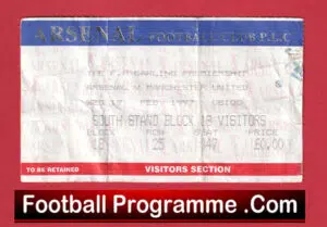 Arsenal v Manchester United 1997 – Football Match Ticket
