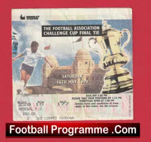 Arsenal v Sheffield Wednesday 1993 – FA Cup Final Ticket