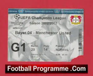 Bayer Leverkusen v Manchester United 2003 – Football Ticket Germany