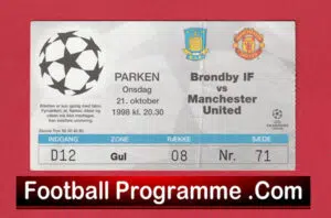 Brondby v Manchester United 1998 – Treble Season Ticket