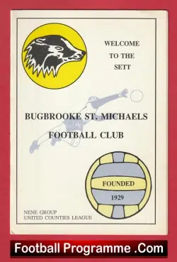 Bugbrooke St Michaels v Sharnbrook 1987 - football programme