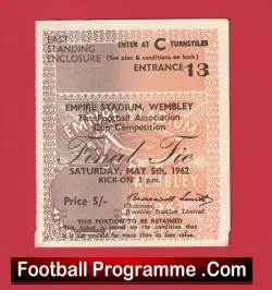Burnley v Tottenham 1962 – FA Cup Final Ticket Wembley