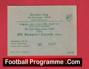 Carl Zeiss Jena v Newport County 1981 – Football Ticket Germany