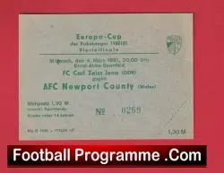 Carl Zeiss Jena v Newport County 1981 – Football Ticket Germany