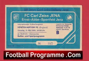 Carl Zeiss Jena v Southampton 1989 – Football Ticket Germany