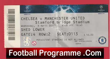 Chelsea v Manchester United 2011 - Champions League Ticket - Image 2