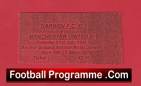 Darwen v Manchester United 1998 - Treble Season Ticket - Image 2
