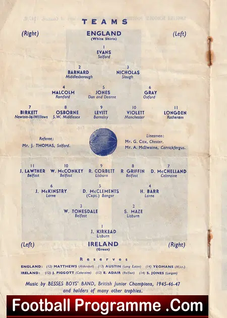 England v Ireland 1948 - Schools at Man Utd Old Trafford - Image 3