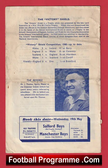 England v Ireland 1948 - Schools at Man Utd Old Trafford - Image 4