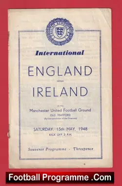 England v Ireland 1948 - Schools at Man Utd Old Trafford - football programme