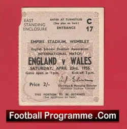 England v Wales 1955 – Football Ticket