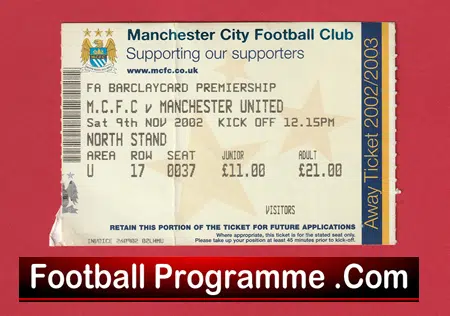 Manchester City v Manchester United 2002 - Football Ticket - Image 2