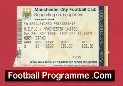 Manchester City v Manchester United 2002 – Football Ticket