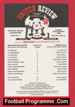 Manchester United v Aston Villa 1989 – Reserves