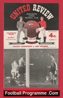 Manchester United v Burnley 1957 - Munich Season - football programme